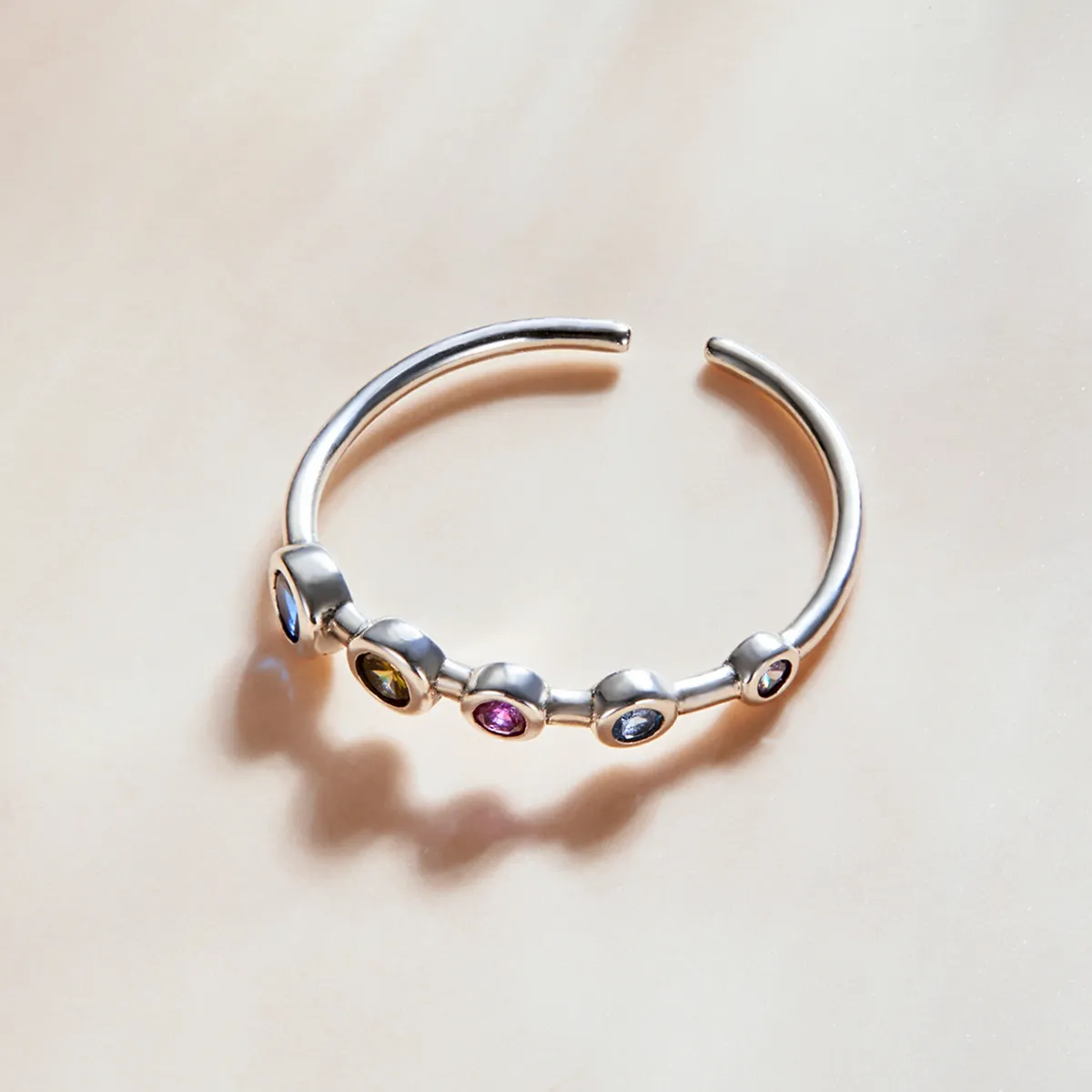 Pandora Style Simple Round Zirconium Open Ring - SCR749
