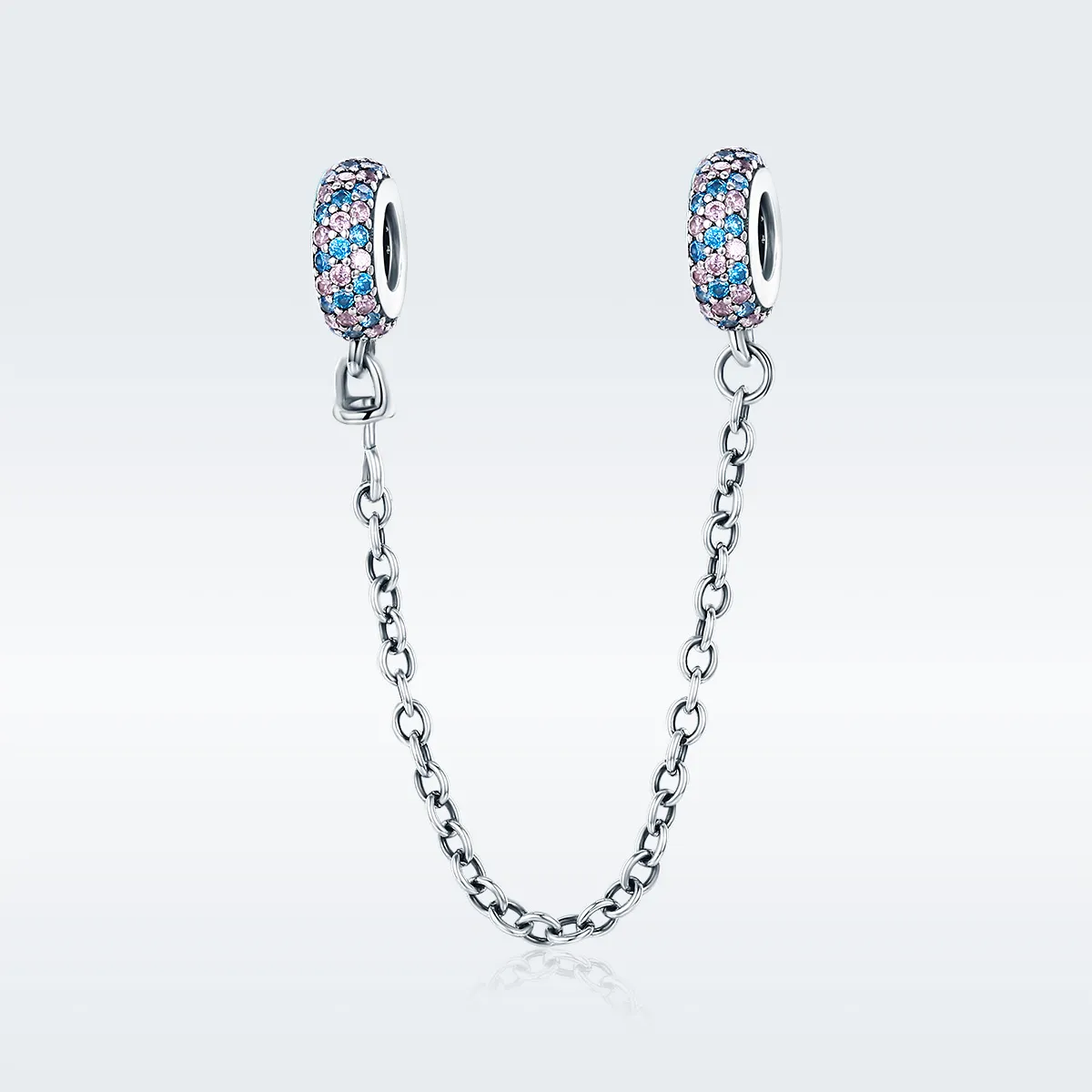 Pandora Style Pink Blue Miracle Safety Chain - SCC379