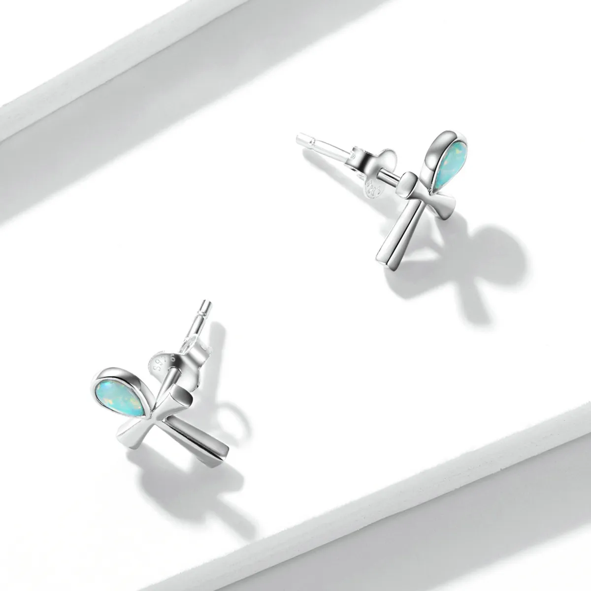 Pandora Style Anka Cross Stud Earrings - BSE556