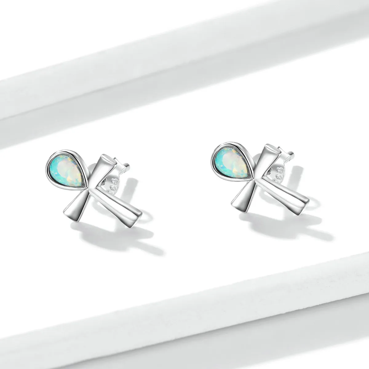 Pandora Style Anka Cross Stud Earrings - BSE556