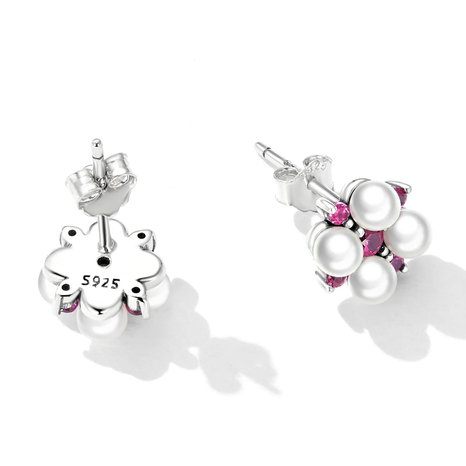 Pandora Style Bead Flower Stud Earrings - SCE1429