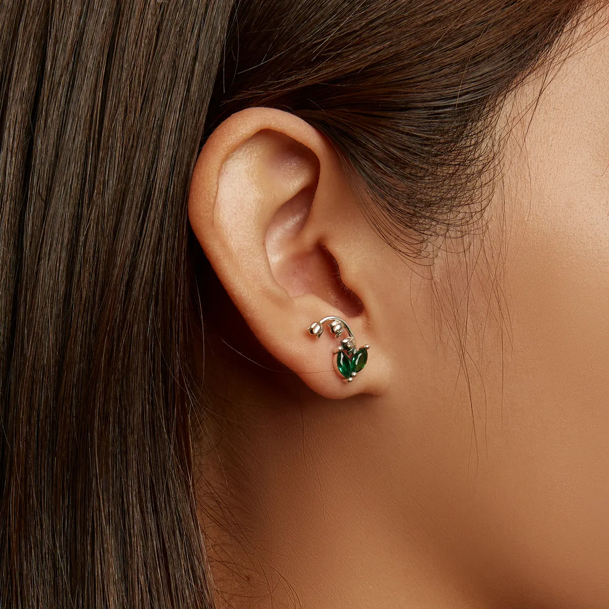 Pandora Style Bell Orchid Stud Earrings - SCE1363