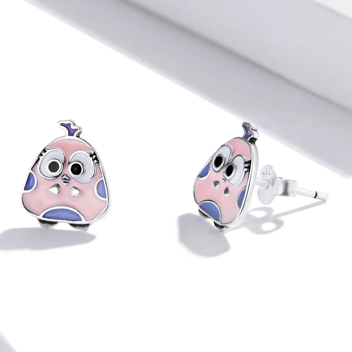Pandora Style Big Eyed Bird Stud Earrings - SCE1277