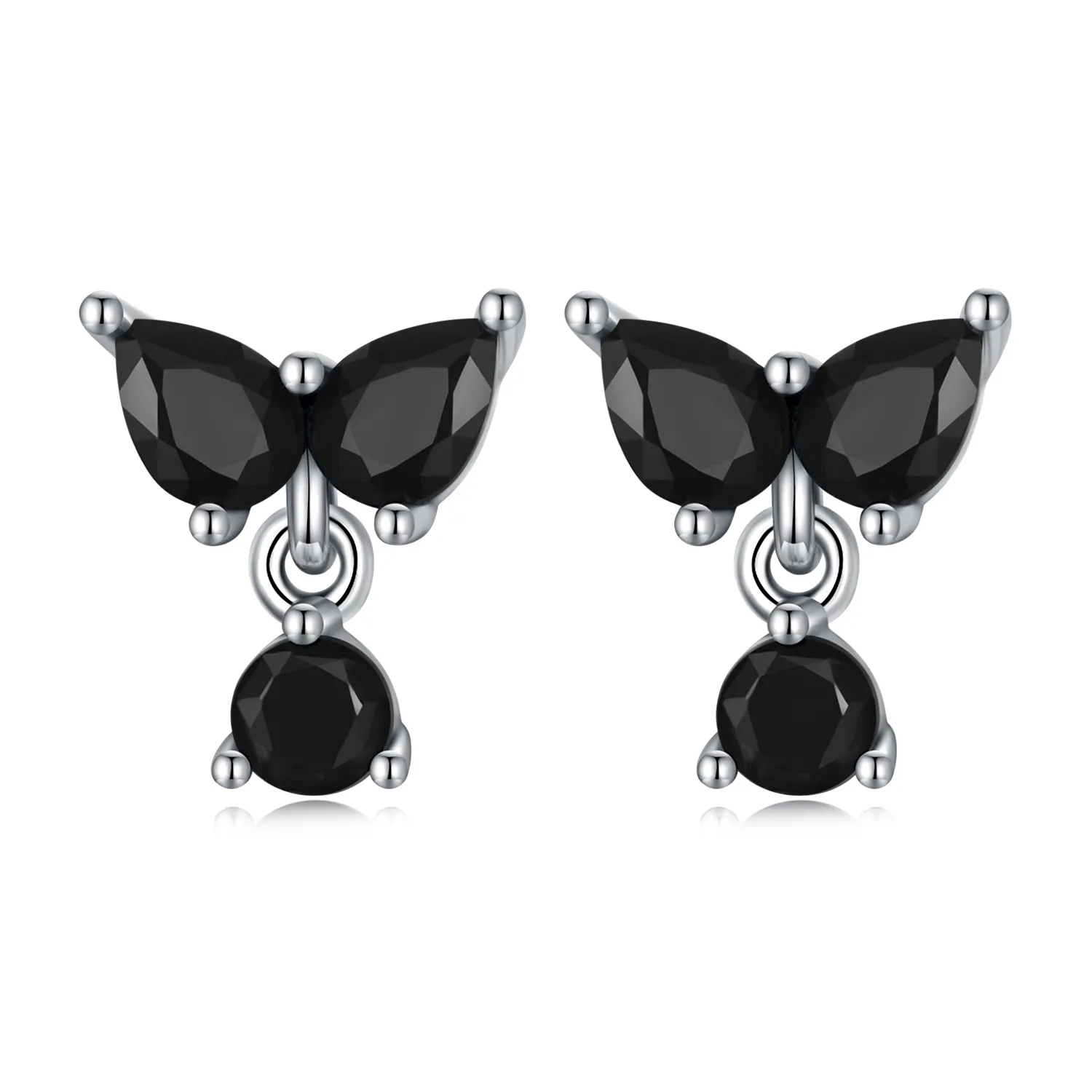 Pandora Style Black Zircon Stud Earrings - SCE1507