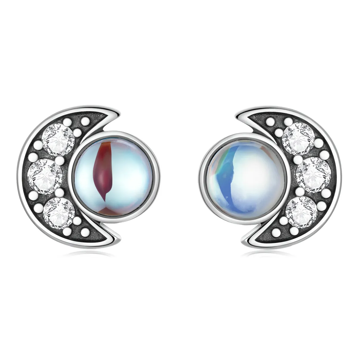 Pandora Style Bright Moon Stud Earrings - SCE1335