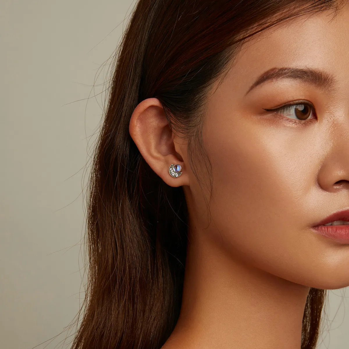 Pandora Style Bright Moon Stud Earrings - SCE1335