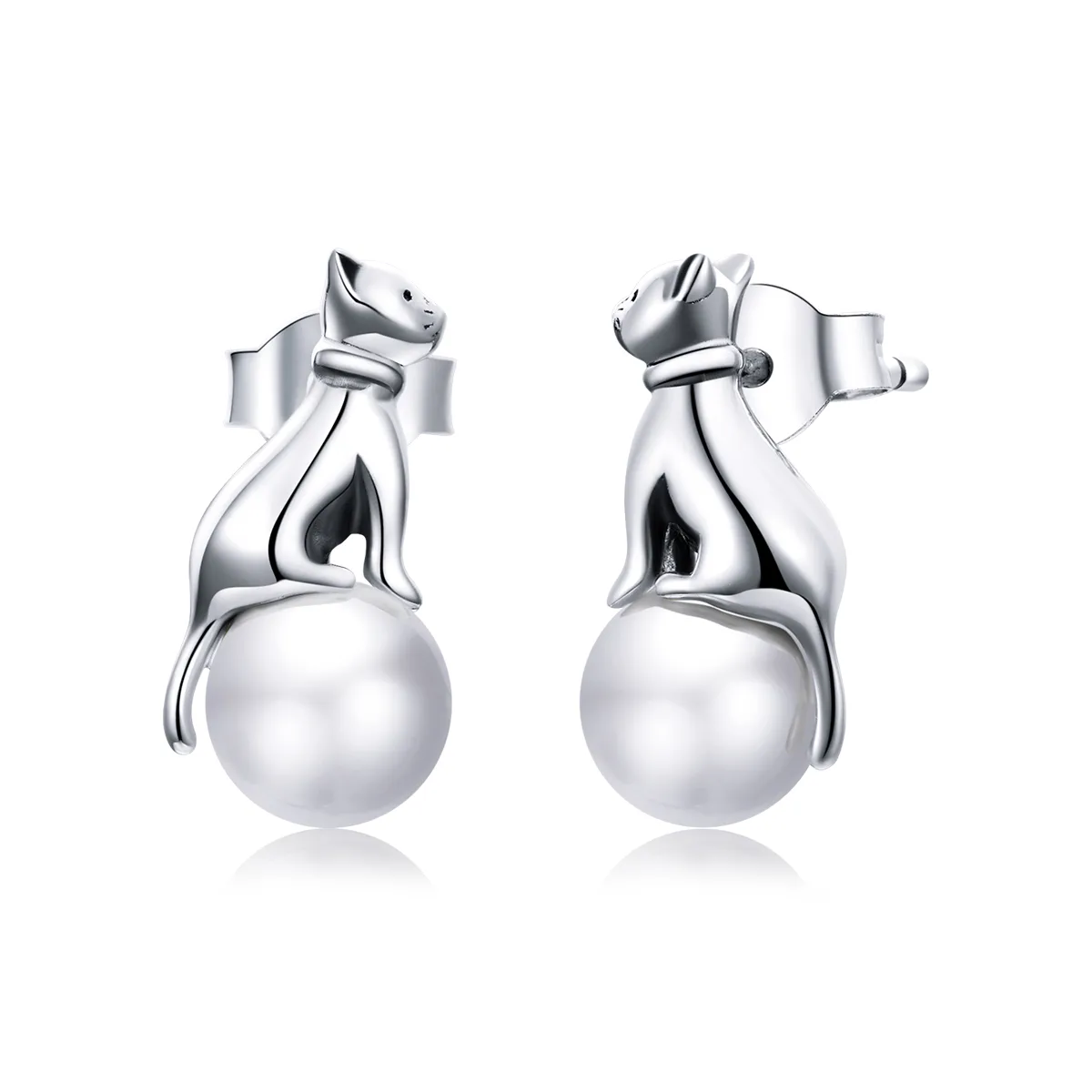pandora style cat play beads stud earrings sce1004