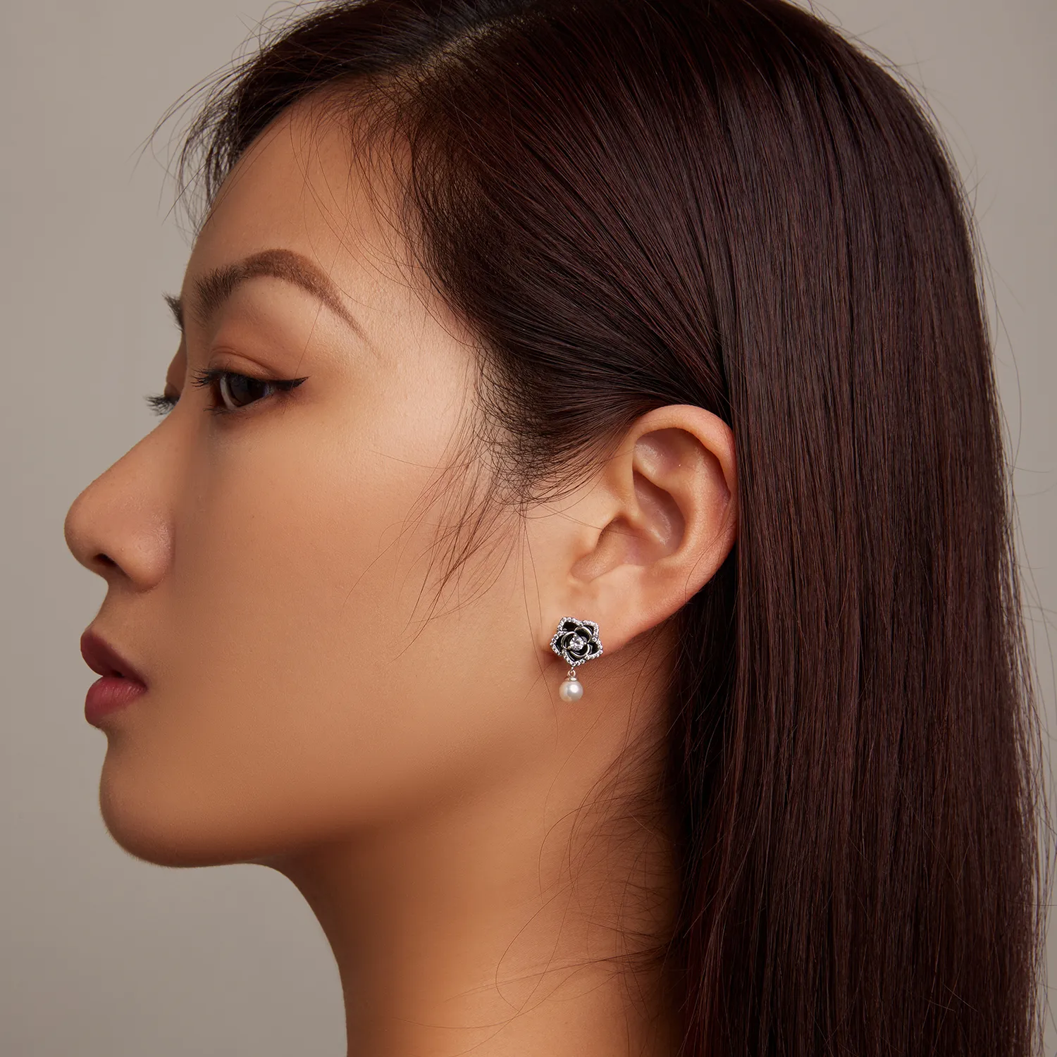 Pandora Style Camellia Stud Earrings - BSE706