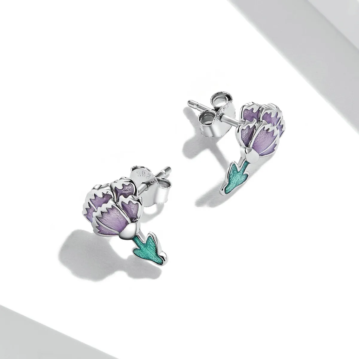 Pandora Style Carnation Stud Earrings - SCE1347