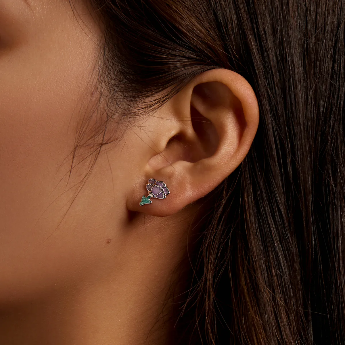 Pandora Style Carnation Stud Earrings - SCE1347