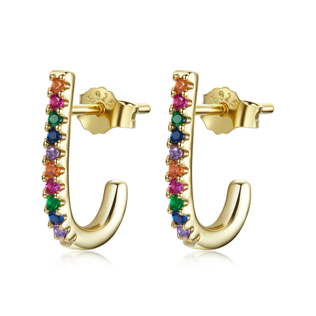 Pandora Style Christmas Cane Stud Earrings - SCE1167-B