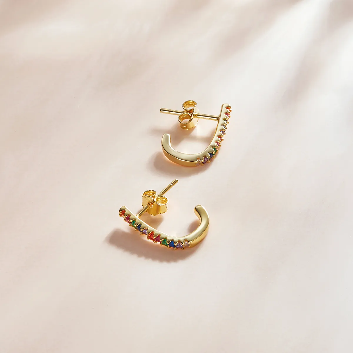 Pandora Style Christmas Cane Stud Earrings - SCE1167-B