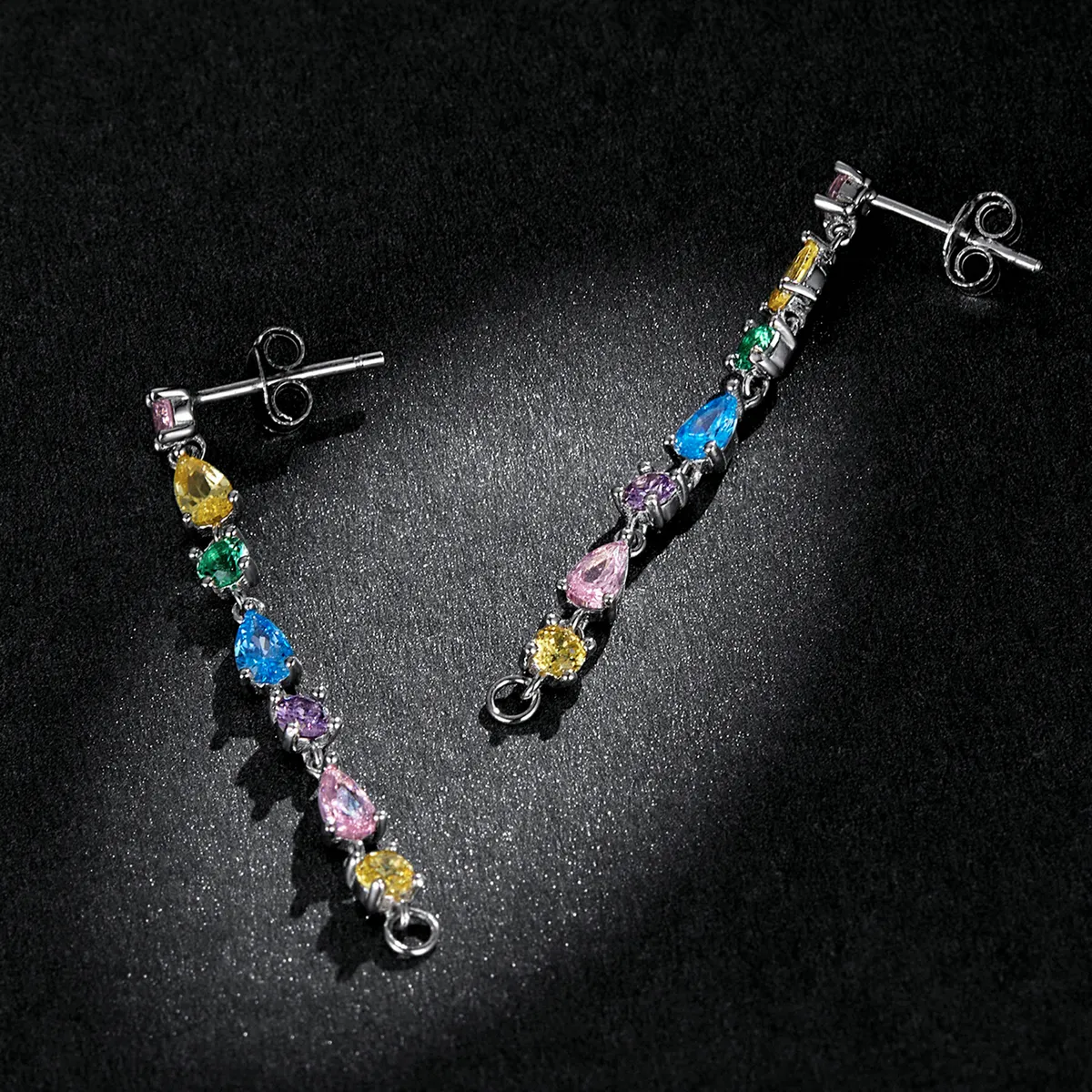 Pandora Style Color Zirconium Tassel Stud Earrings - BSE558