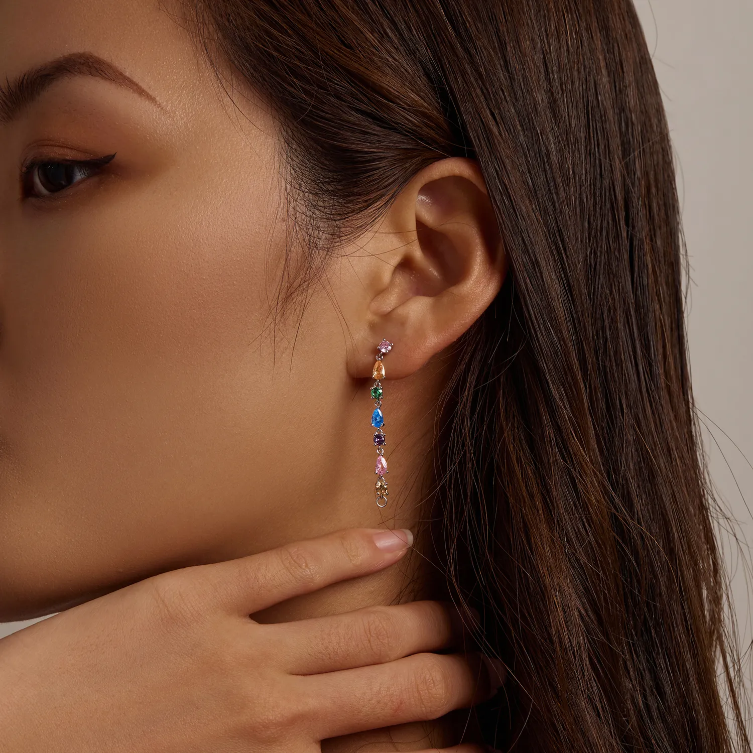 Pandora Style Color Zirconium Tassel Stud Earrings - BSE558