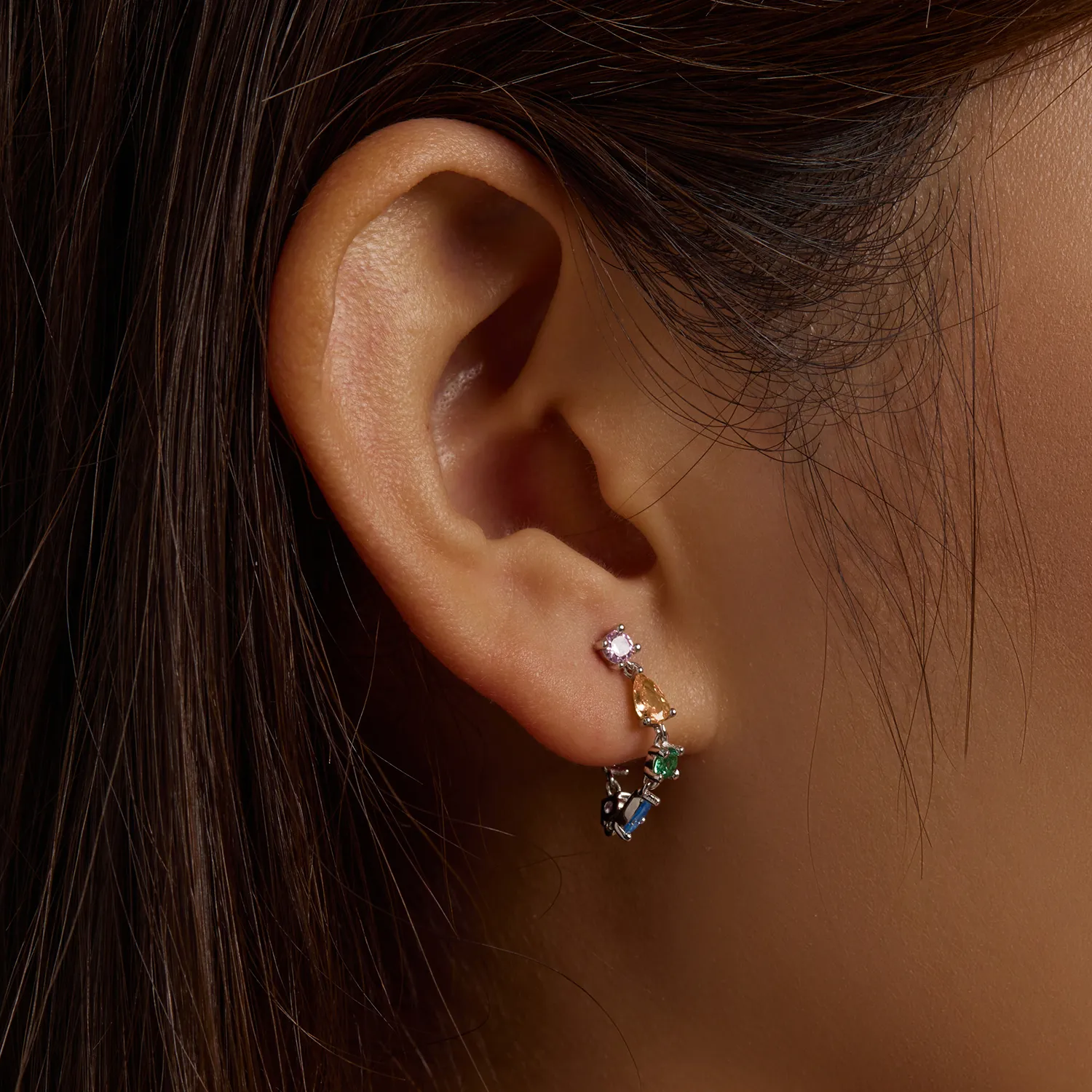 Pandora Style Color Zirconium Tassel Stud Earrings - BSE558