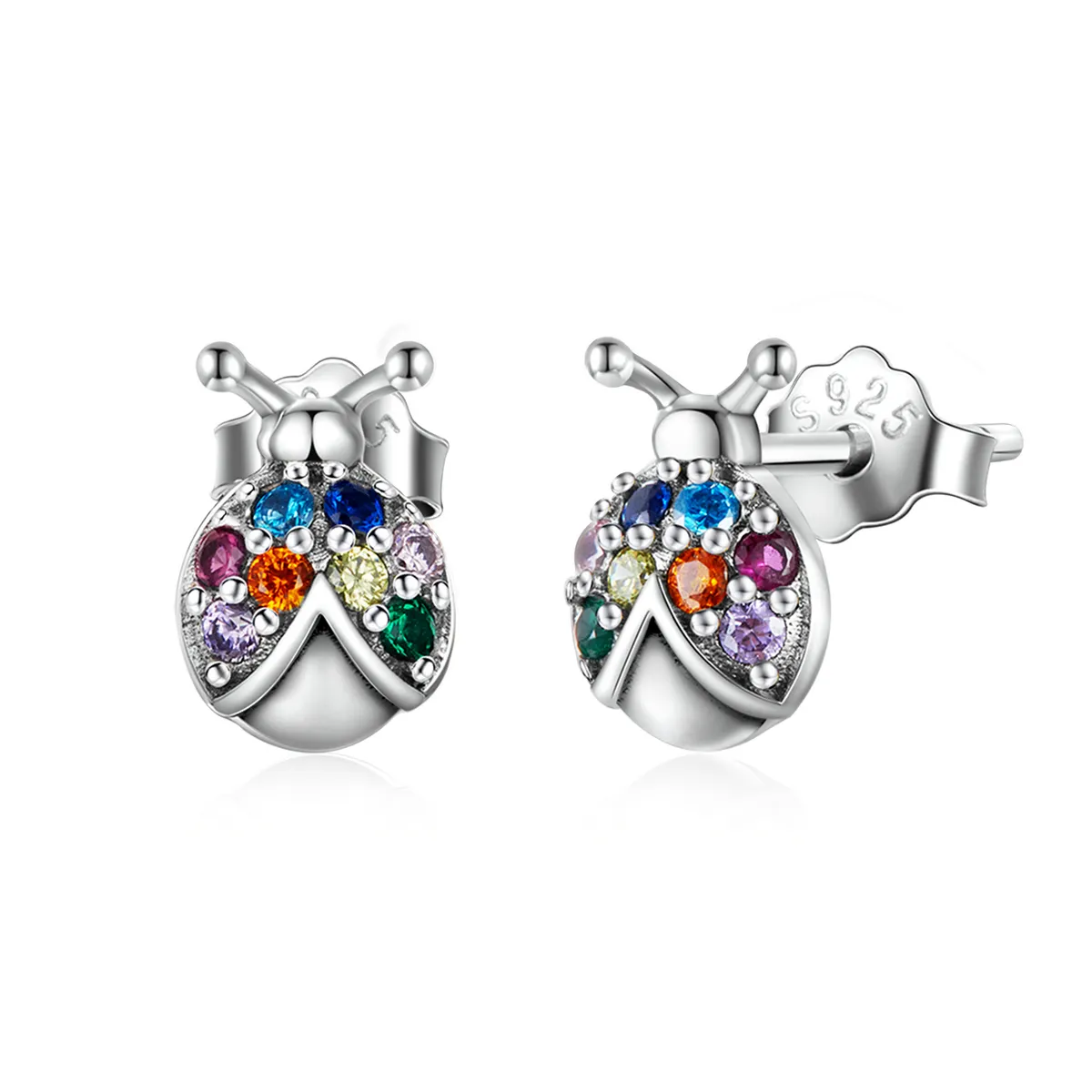 Pandora Style Colorful Beetle Stud Earrings - BSE560