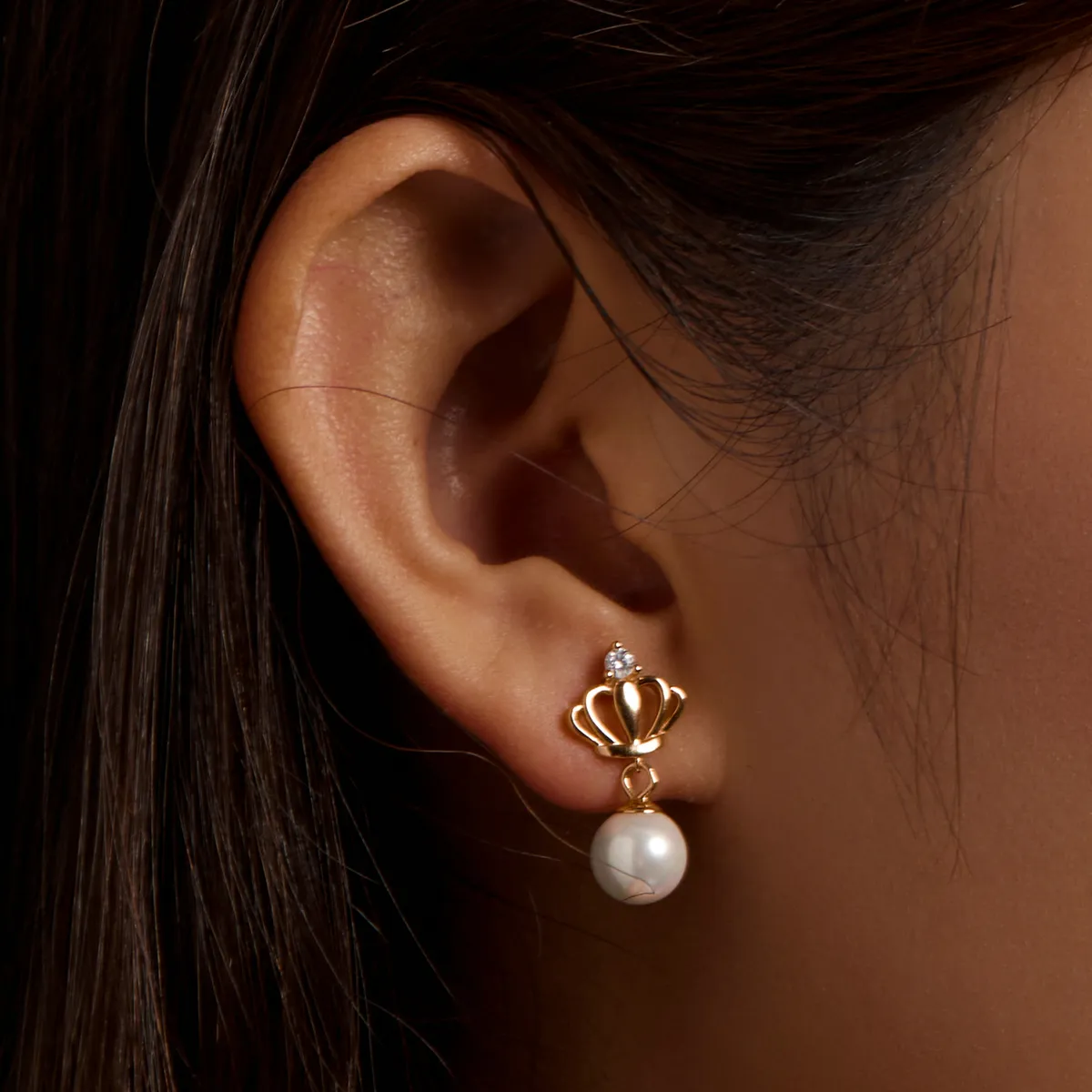 Pandora Style Crown Shell Beads Stud Earrings - BSE549