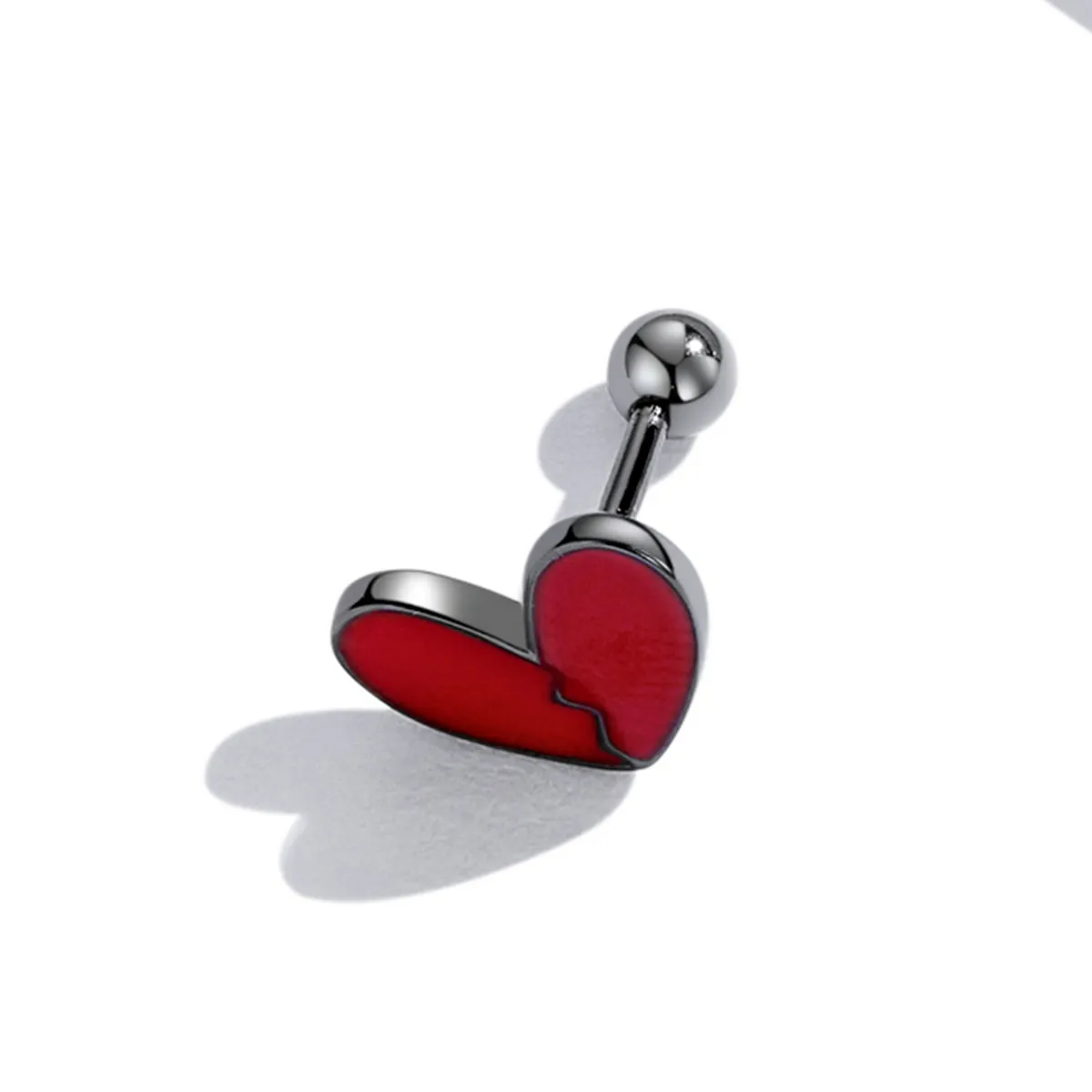 Pandora Style Dark Heart Stud Earrings - SCE1326