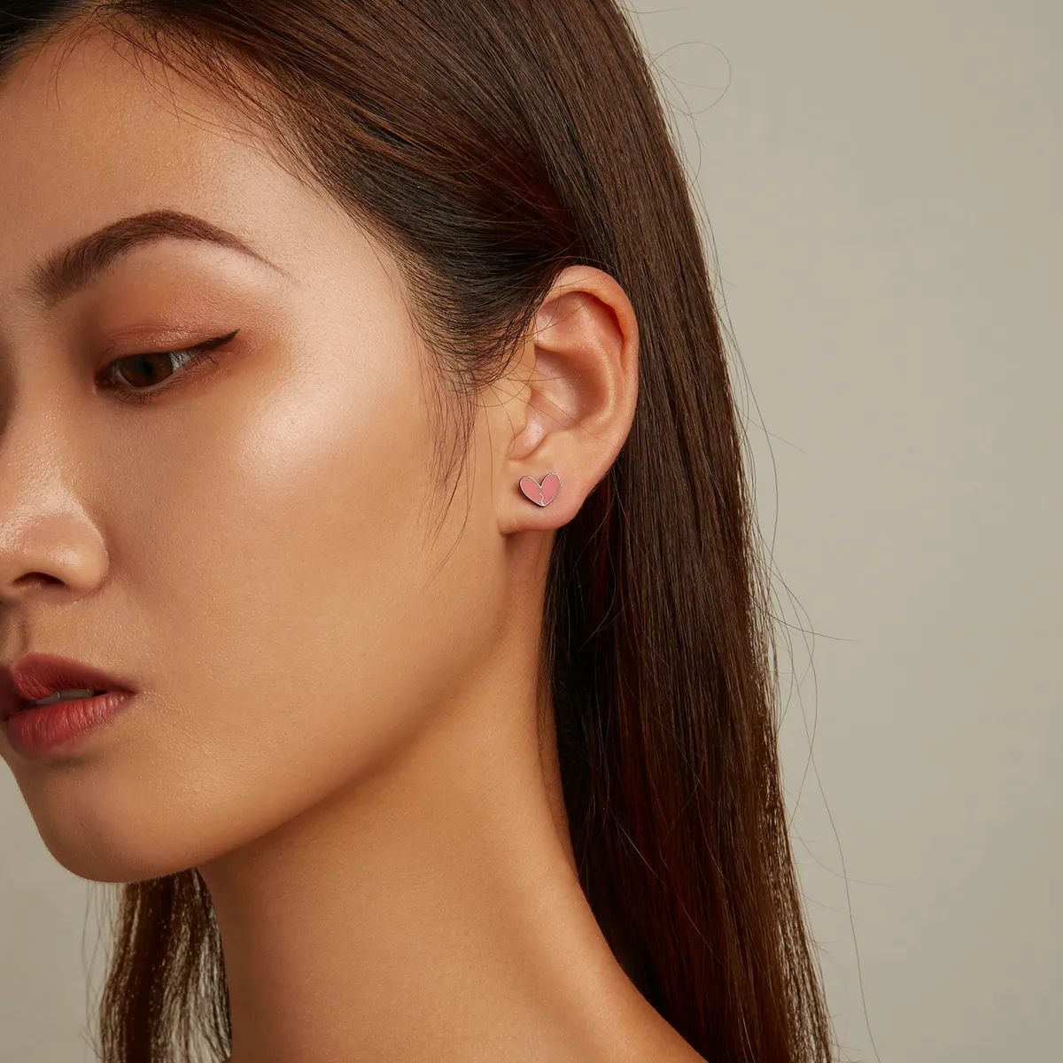 Pandora Style Dark Heart Stud Earrings - SCE1326