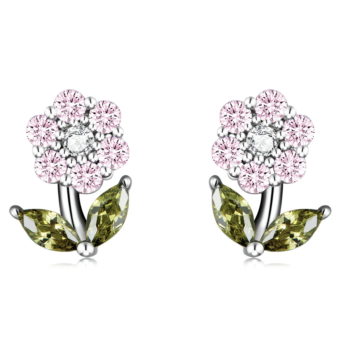 pandora style delicate flowers stud earrings bse592 pk