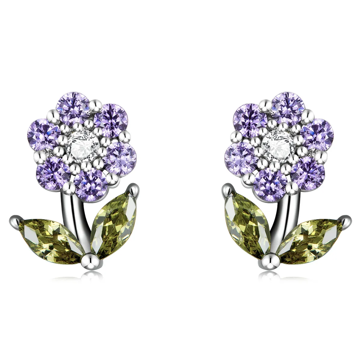 pandora style delicate flowers stud earrings bse592 vt