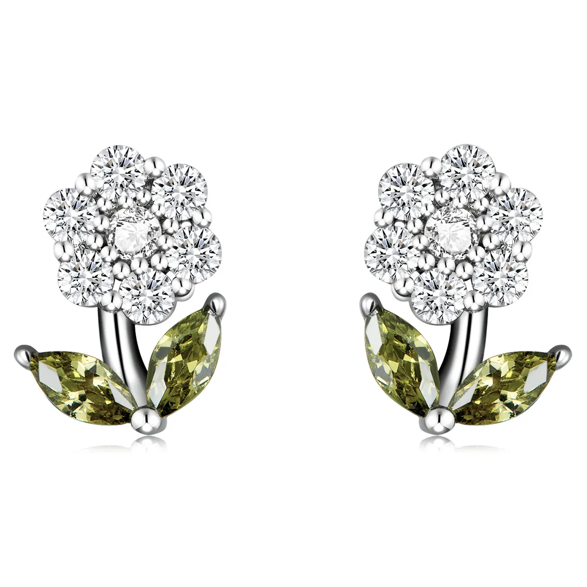 pandora style delicate flowers stud earrings bse592 wh