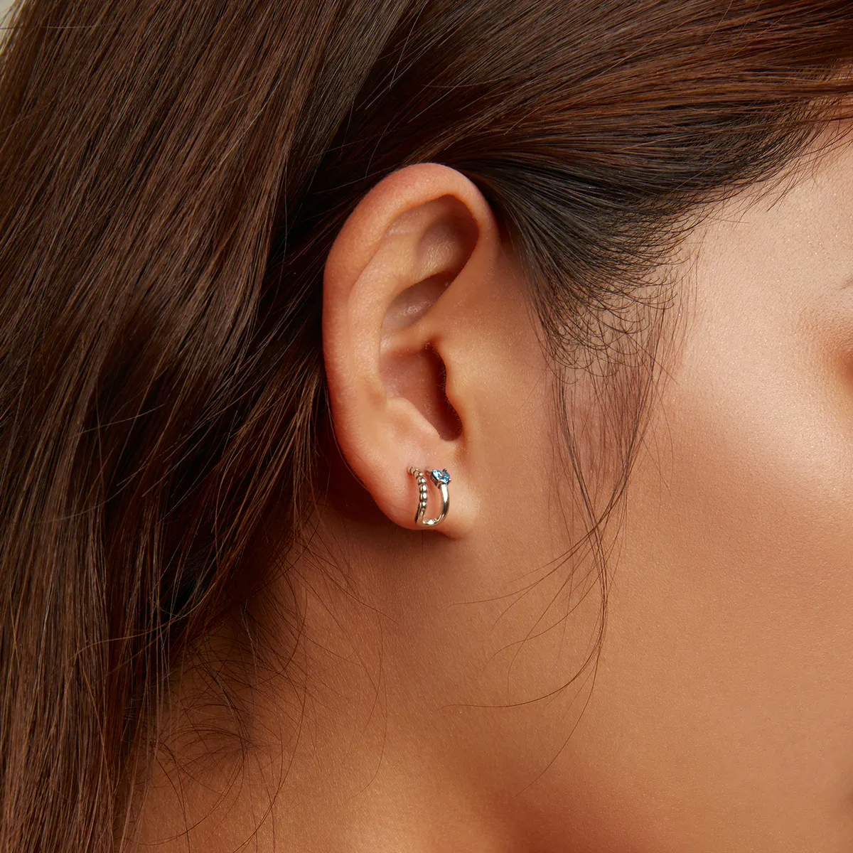 Pandora Style Exquisite Double Layer Stud Earrings - SCE1331