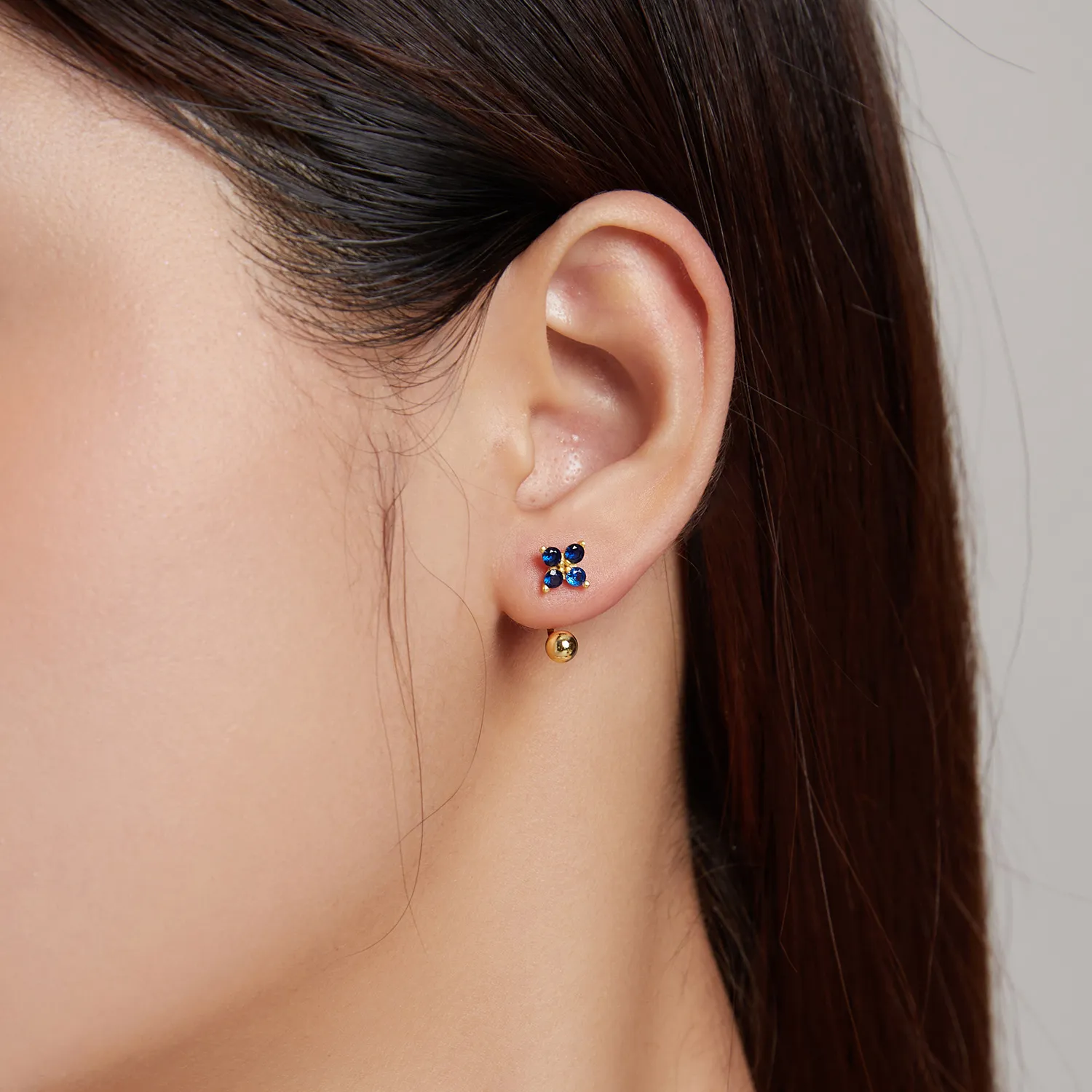 Pandora Style Four-Petal Flower Stud Earrings - SCE1177-B