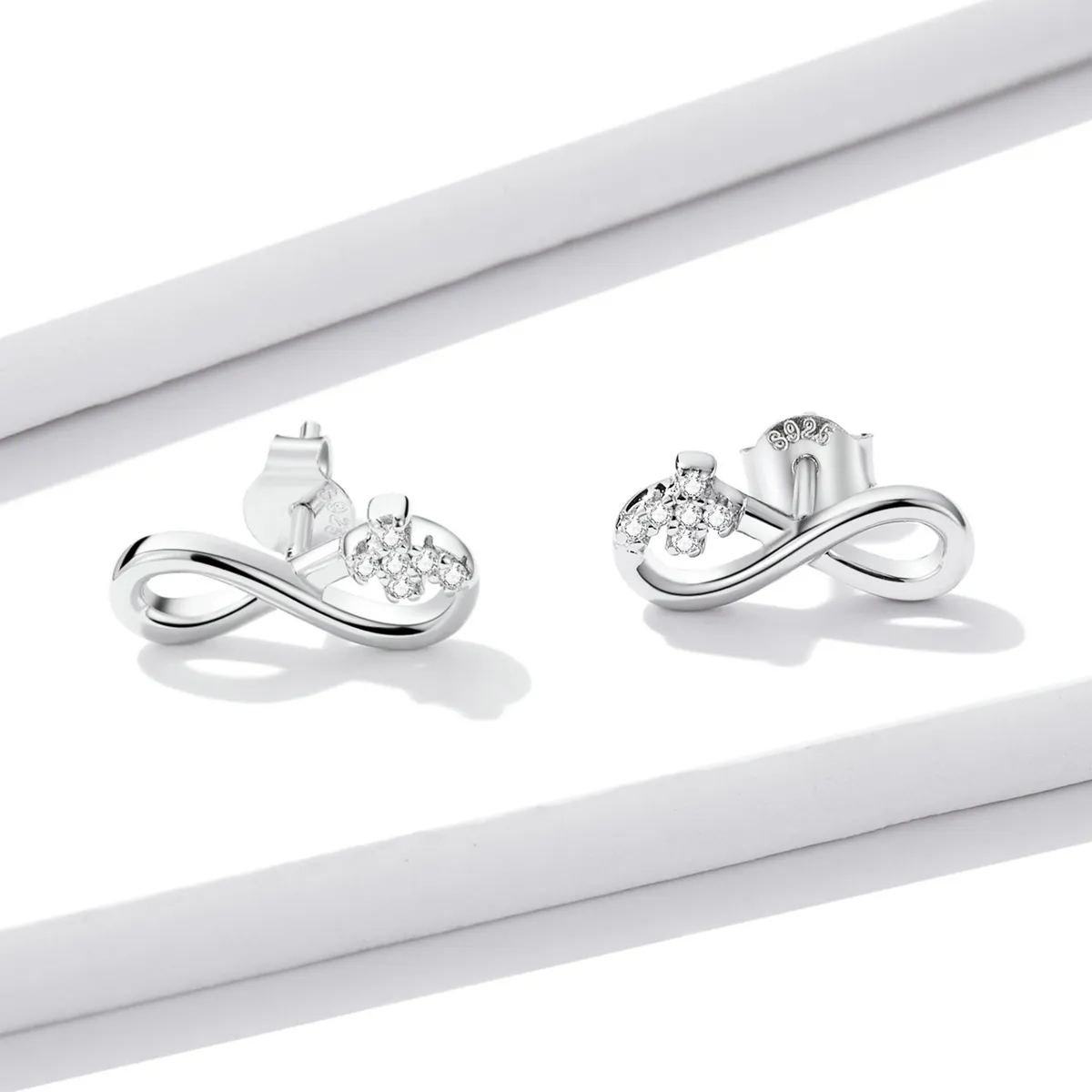 Pandora Style Infinity Symbol - Refined Stud Earrings - BSE544
