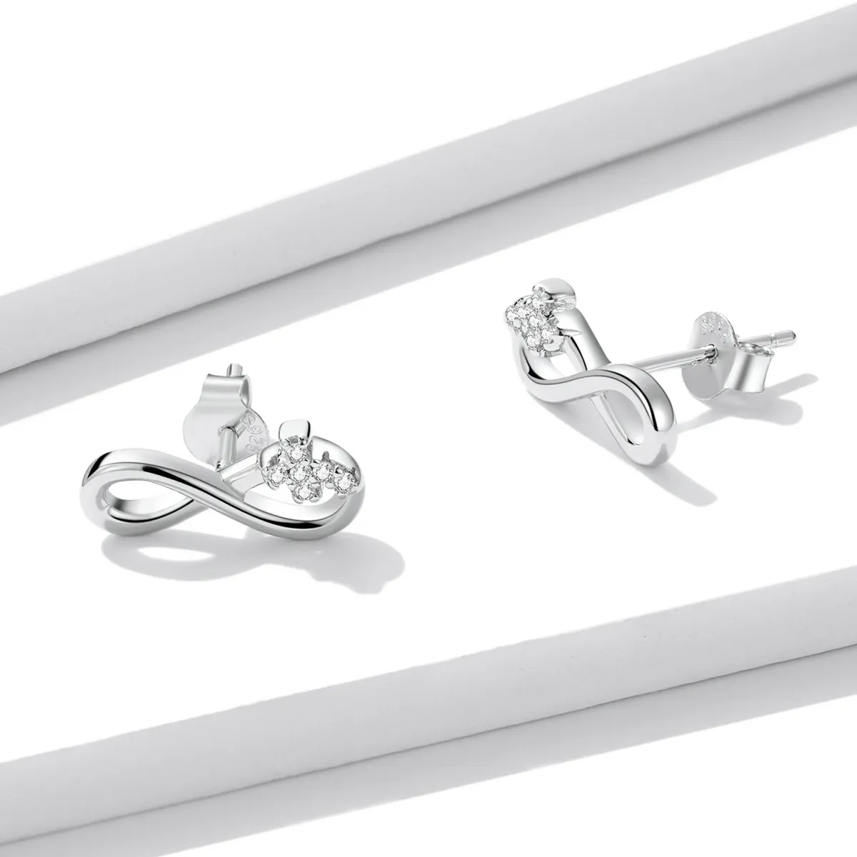 Pandora Style Infinity Symbol - Refined Stud Earrings - BSE544