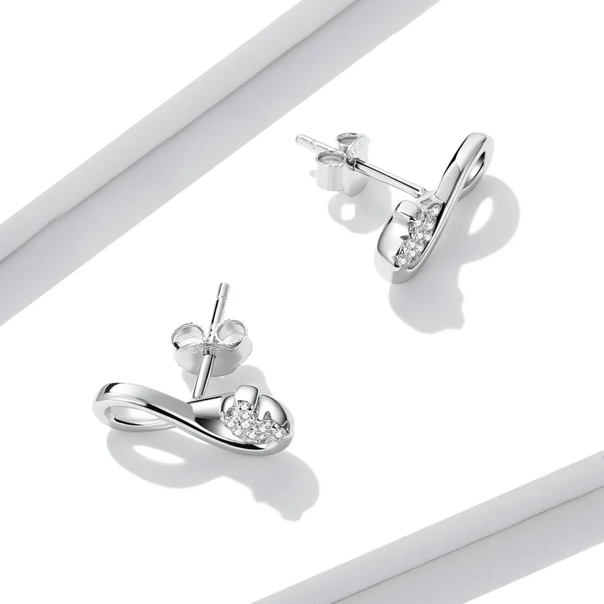Pandora Style Infinity Symbol - Refined Stud Earrings - BSE544