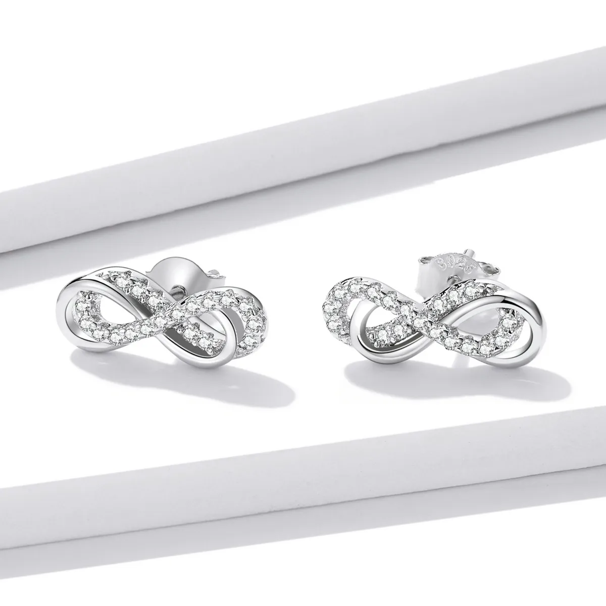 Pandora Style Infinity Symbols - Double Layer Stud Earrings - BSE542