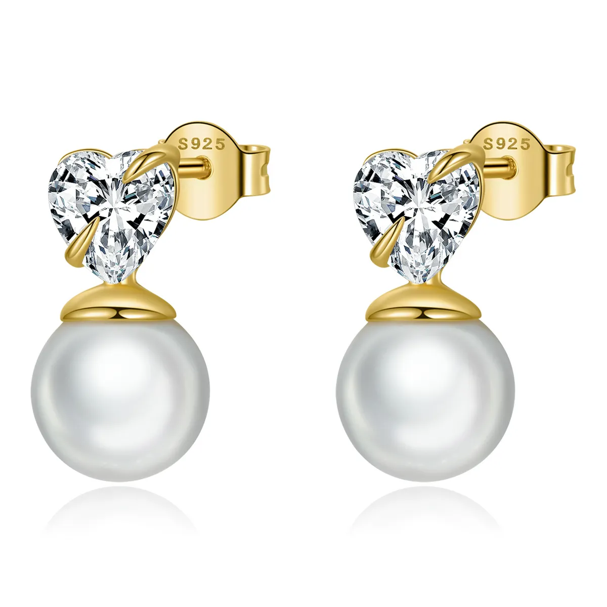 Pandora Style Love Shell Beads Stud Earrings - SCE1318