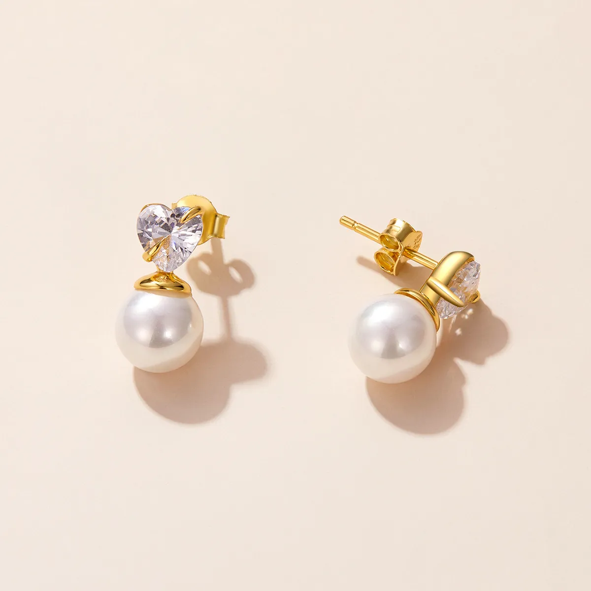 Pandora Style Love Shell Beads Stud Earrings - SCE1318