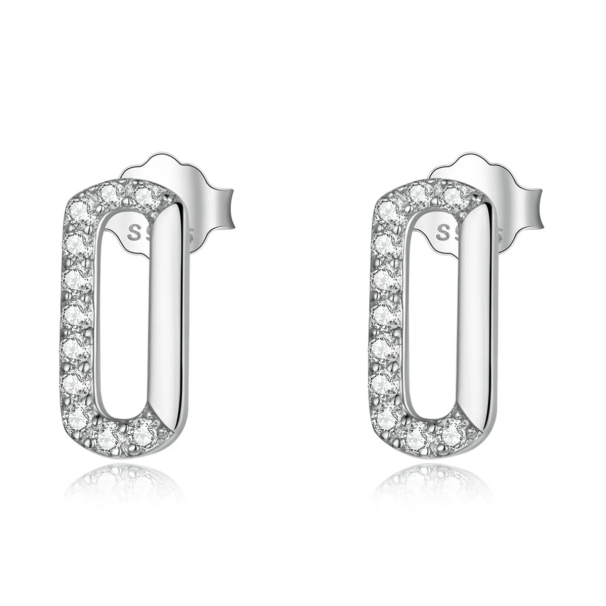 Pandora Style Mini Paper Clip Stud Earrings - SCE1330