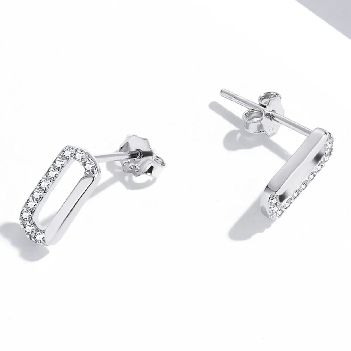 Pandora Style Mini Paper Clip Stud Earrings - SCE1330