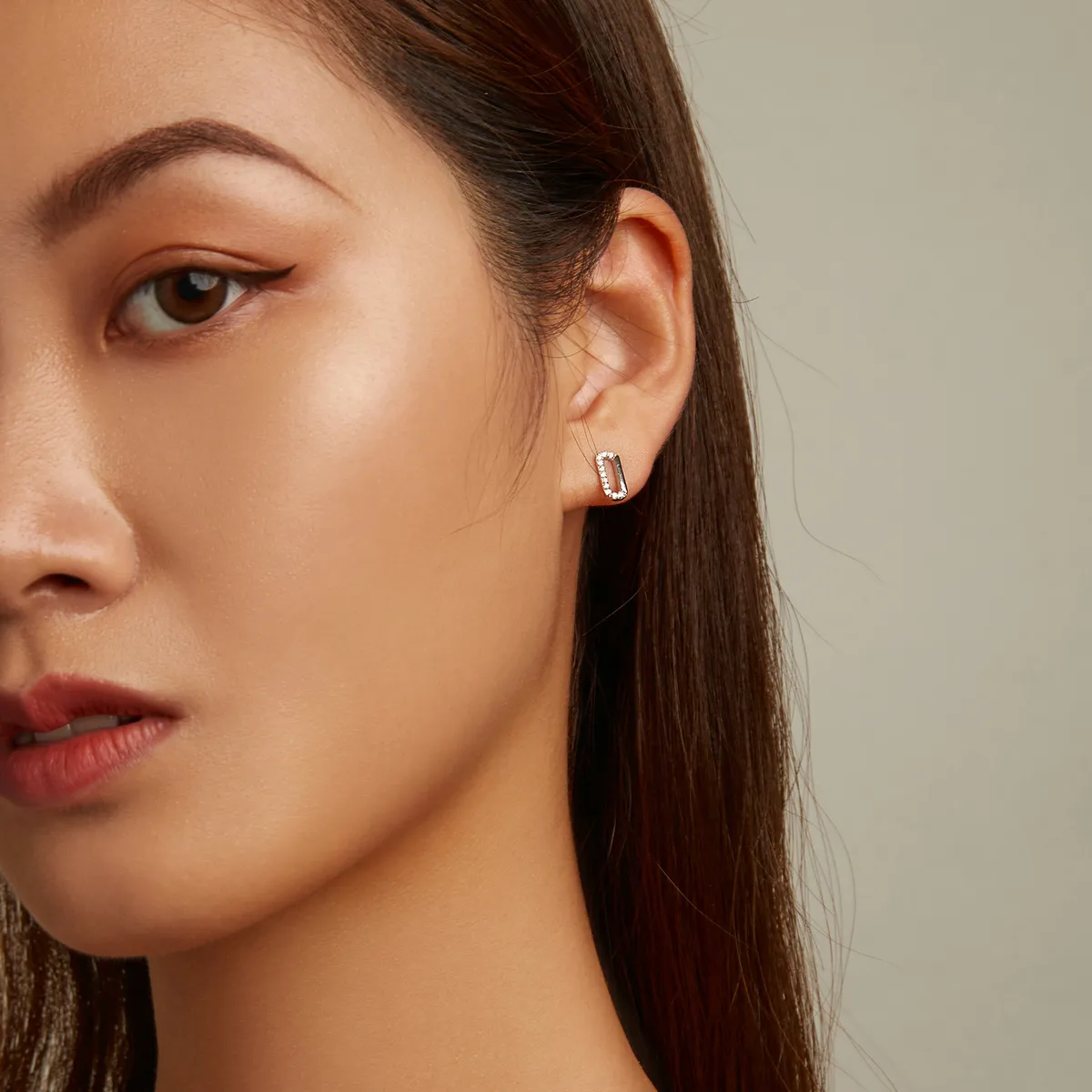 Pandora Style Mini Paper Clip Stud Earrings - SCE1330