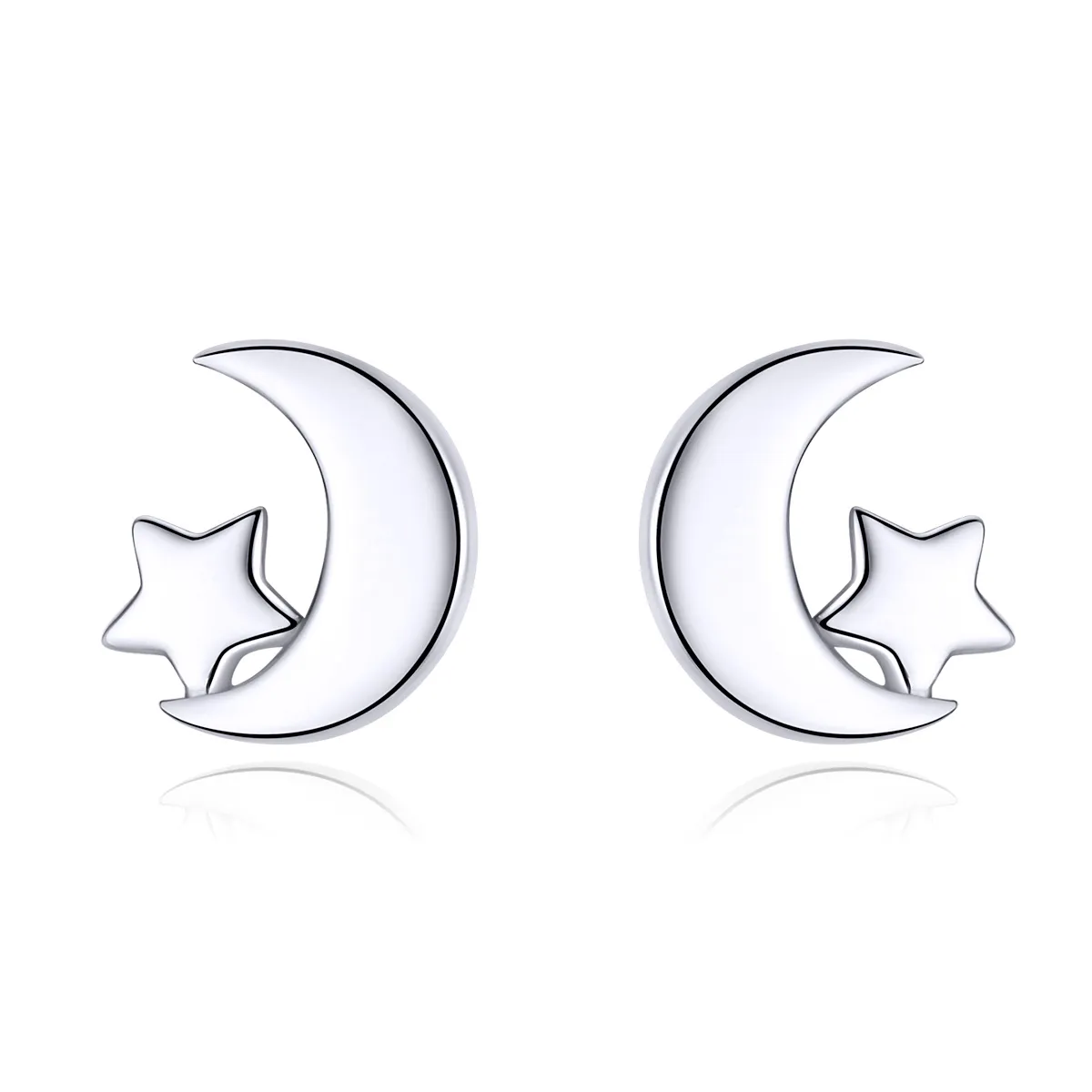 Pandora Style Moon and Stars Stud Earrings SCE726