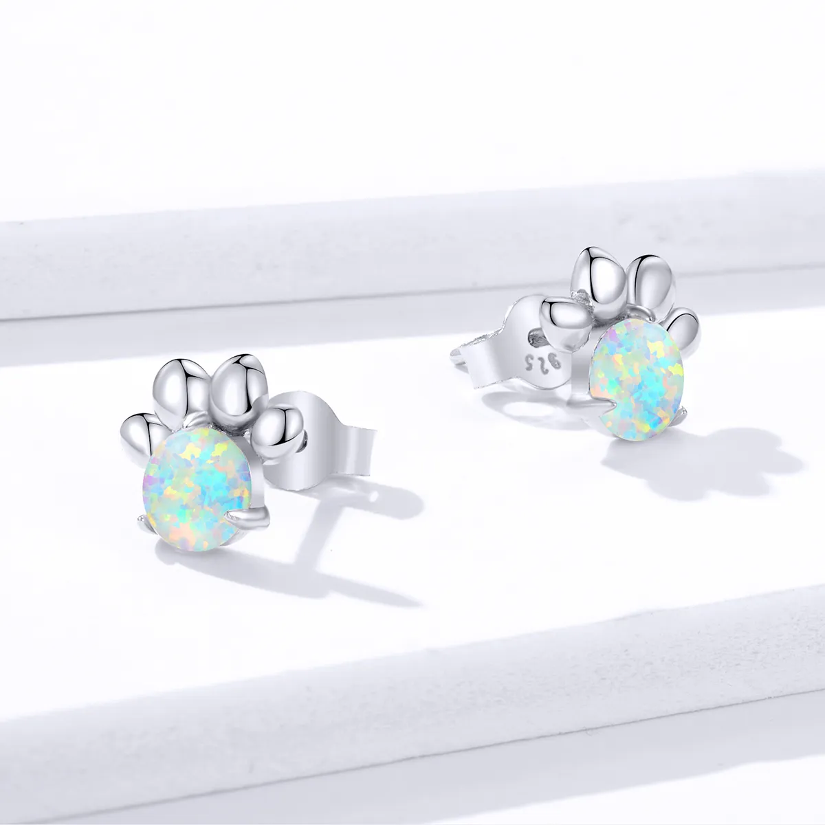 Pandora Style Opal Pet Seal Stud Earrings - BSE346