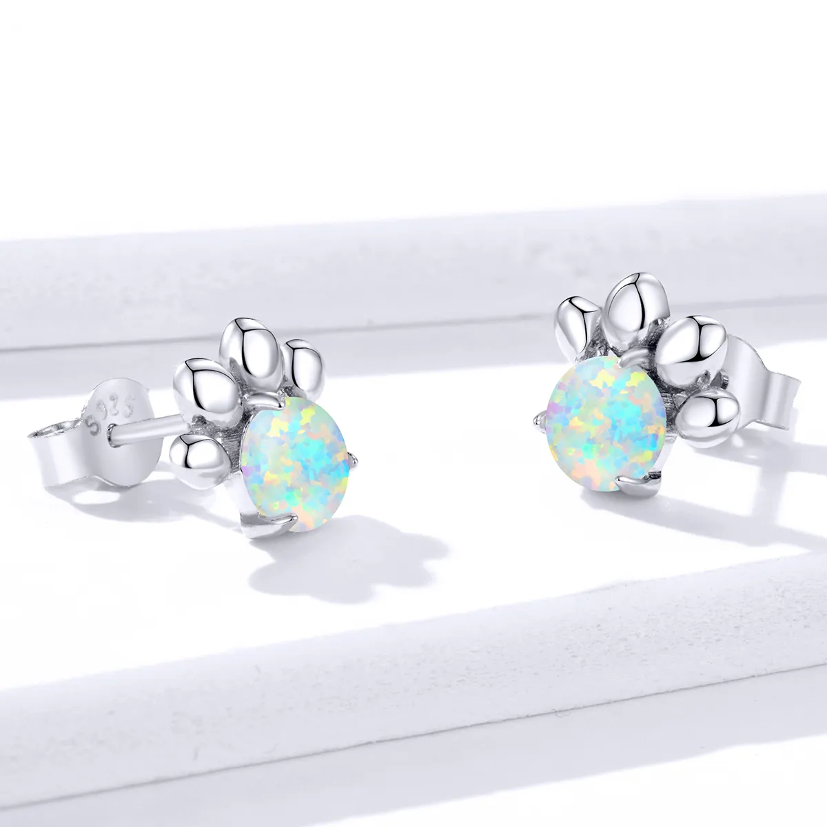 Pandora Style Opal Pet Seal Stud Earrings - BSE346