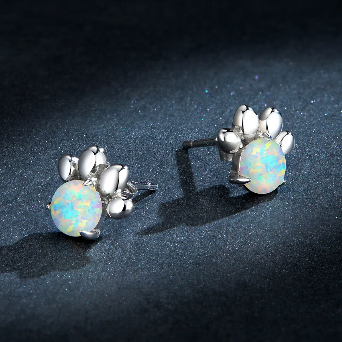 Pandora Style Opal Pet Seal Stud Earrings - BSE346