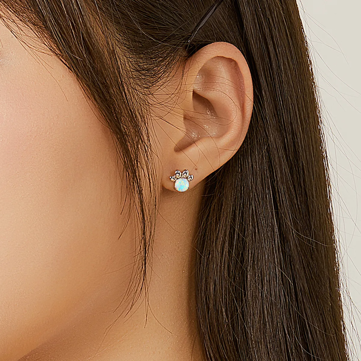 Pandora Style Opal Pet Seal Stud Earrings - BSE346