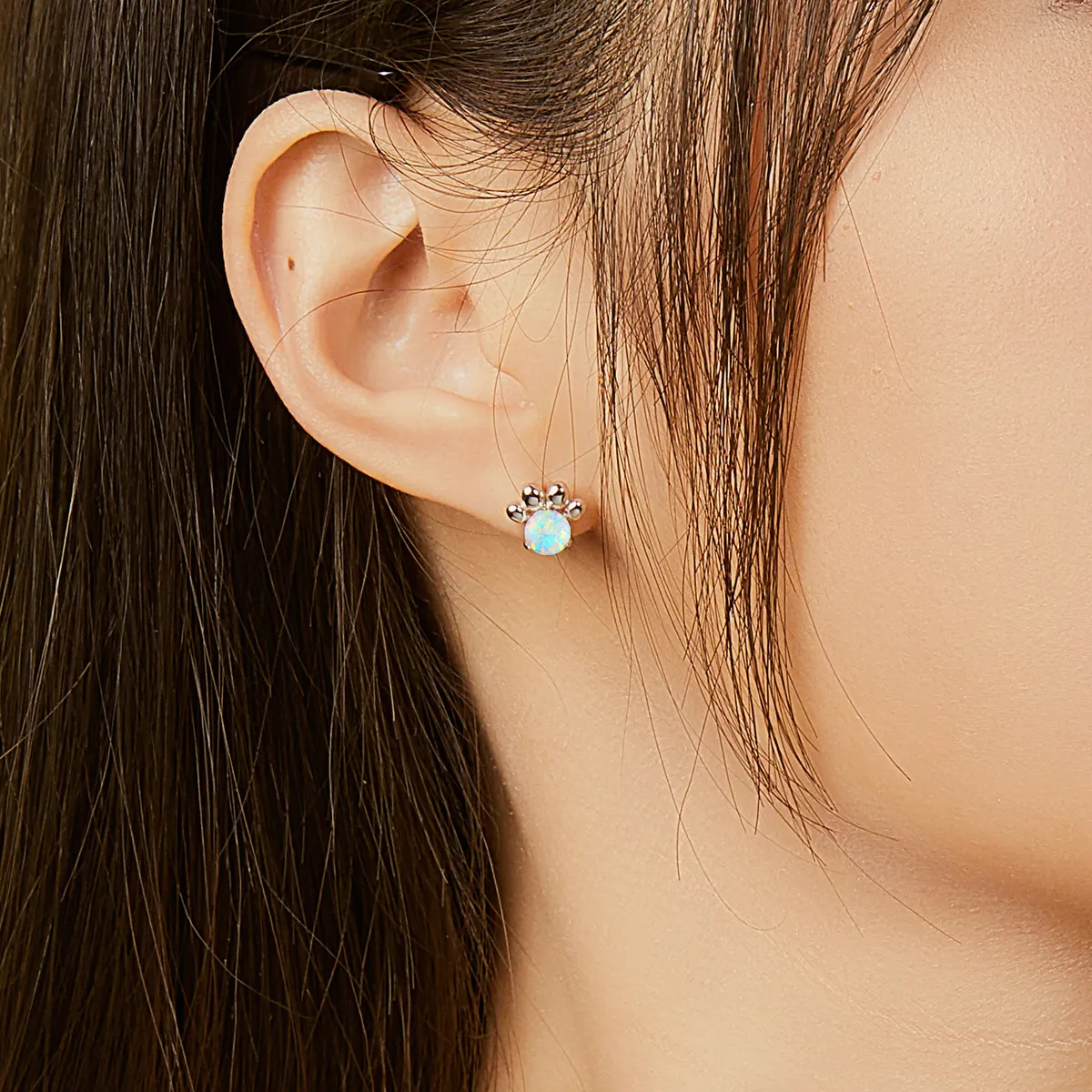 Pandora Style Opal Pet Seal Stud Earrings - BSE346