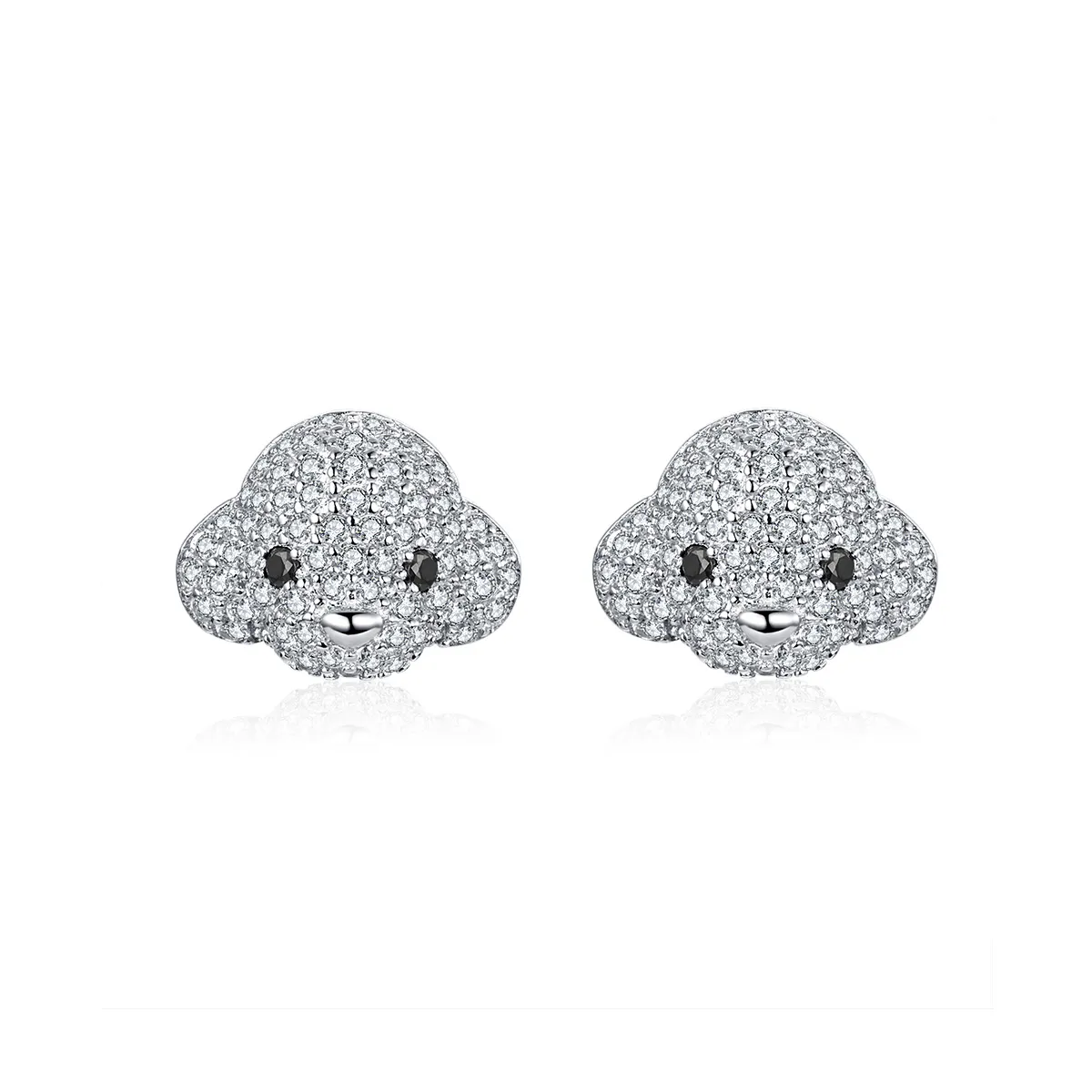pandora style poodle stud earrings bse098
