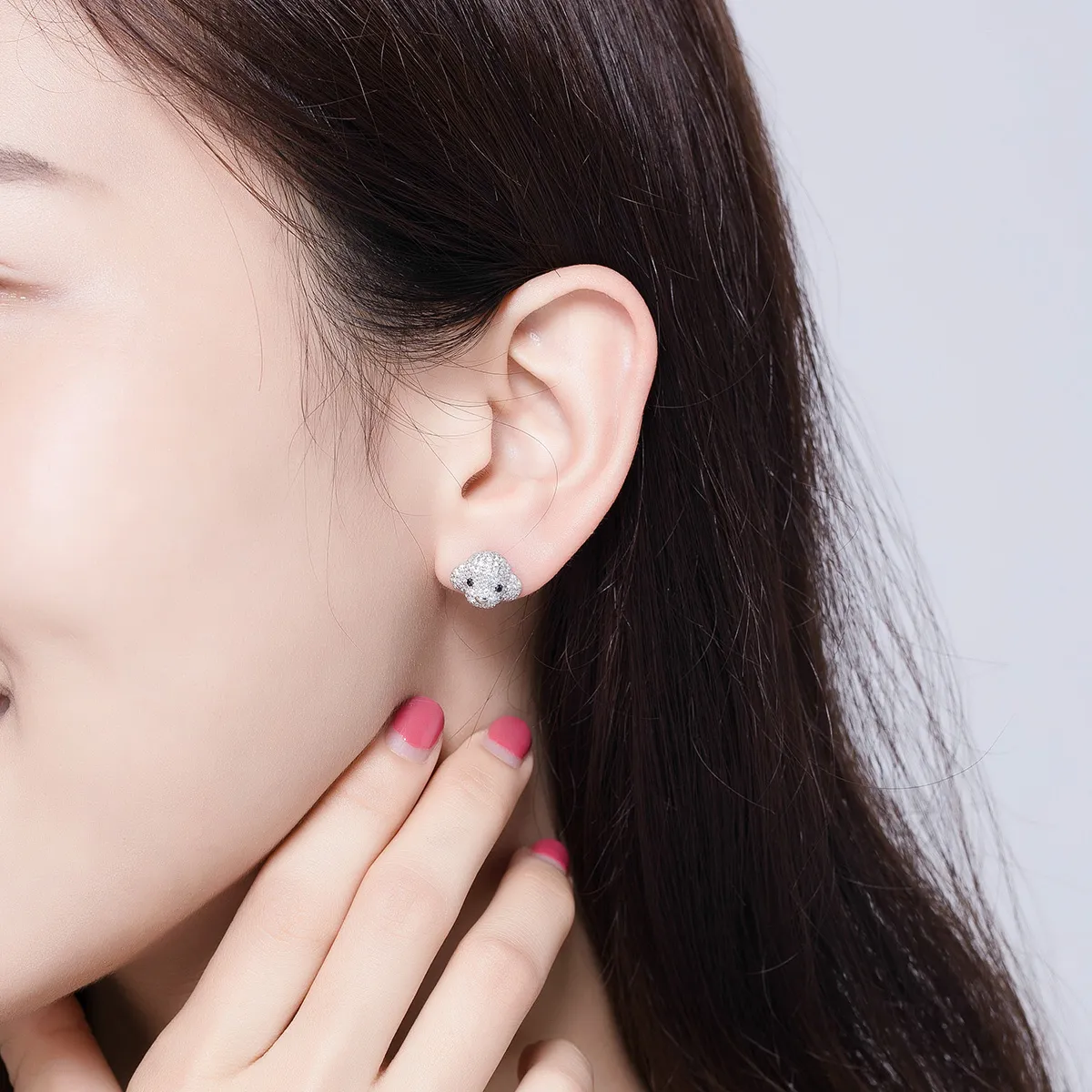 Pandora Style Poodle Stud Earrings - BSE098