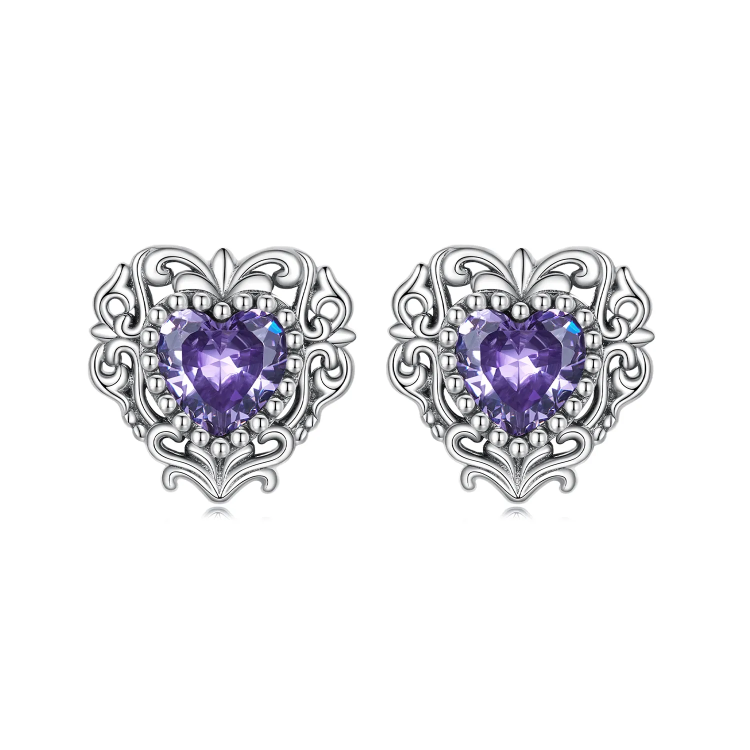 14 Kt Yellow Gold Heart Earrings With Purple Amethyst Design by Kaj Fine  Jewellery at Pernia's Pop Up Shop 2024