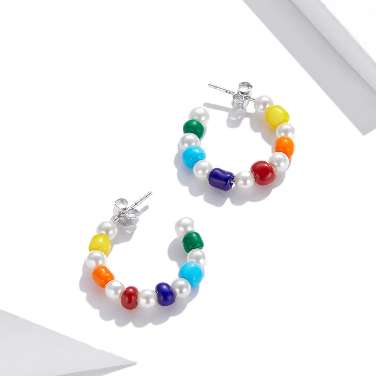 Pandora Style Rainbow Shell Beads Stud Earrings - SCE1183