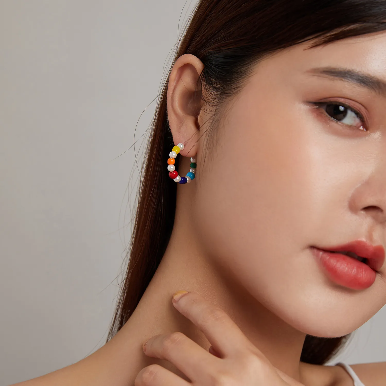 Pandora Style Rainbow Shell Beads Stud Earrings - SCE1183
