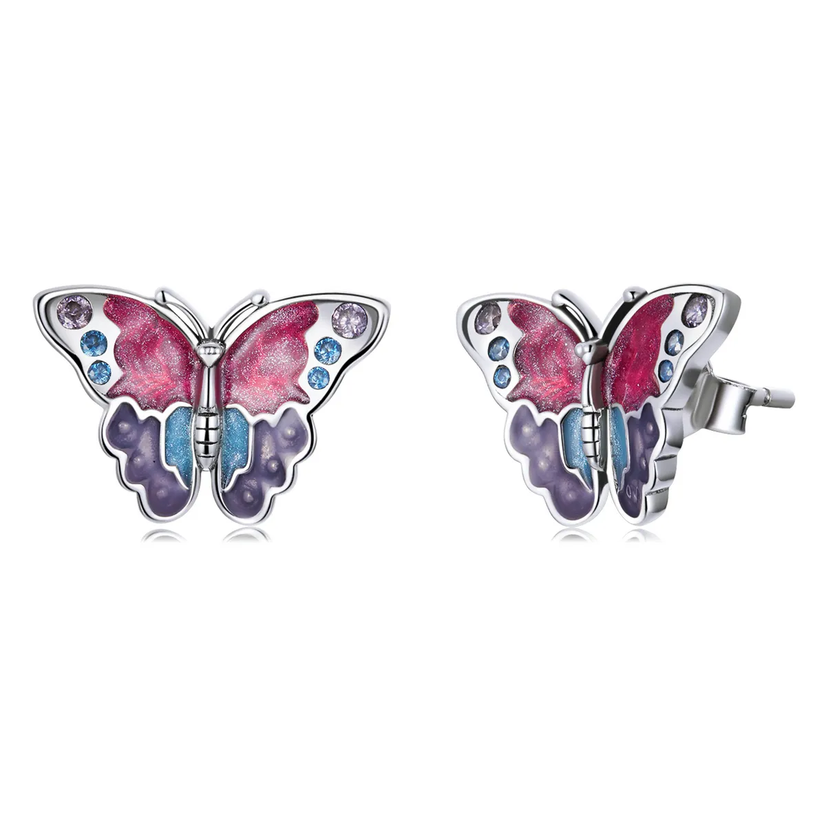 Pandora Style Retro Butterfly Stud Earrings - SCE1332