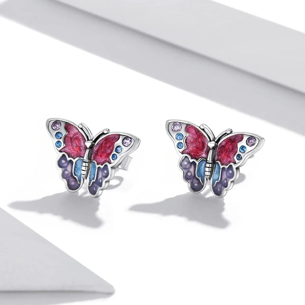 Pandora Style Retro Butterfly Stud Earrings - SCE1332